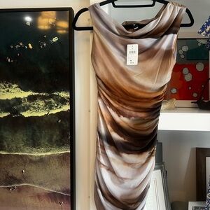 Windsor Dress in Warm Brown and Cream Tones